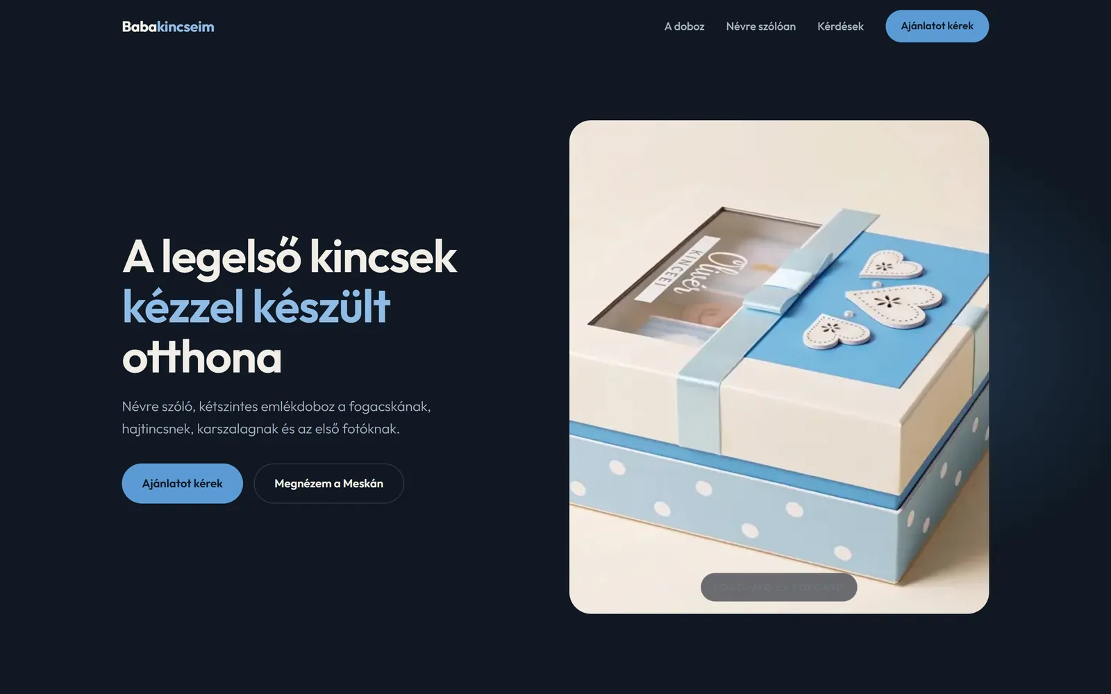 A Babakincseim készülő weboldalának nyitóoldala
